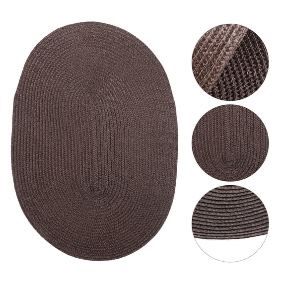 FELTECHELECTR 4Pcs Anti Slip Woven Placemats for Home Use in Brown 17.29X11.79In