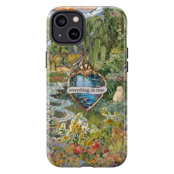 Impressionist Garden Collage Phone Case, Deer Dog Nature Art Cover for iPhone 17 16 15 14 13 12 11 Pro Plus Mini