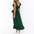 thumbnail image 6 of Women's Elegant Midi Dress Sleeveless Ruffle Scoop High Waist A Line Flowy Wedding Cocktail Party Dresses with Belt, 6 of 7