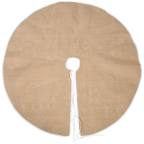 BERTDOMD 2-Pack White Linen Tree Skirts 48 Inch Christmas Tree Base Covers for Home Office Shop Party Holiday Decoration