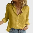 thumbnail image 2 of Women's Linen Shirt Casual Long Sleeve V Neck Blouse Button Down Loose Fit Comfortable Breathable Summer Top, 2 of 2