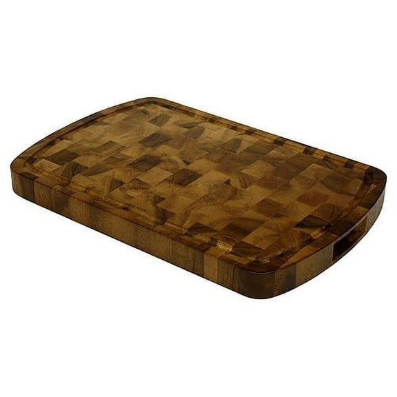 Mountain Woods Brown Extra Large Organic End-Grain Hardwood Acacia Cutting Board w/ Juice groove - 18"