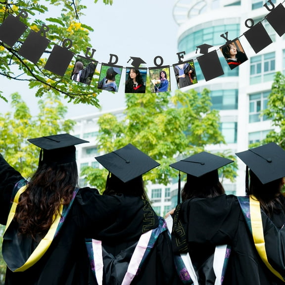 COSMOBETTY Graduate Banner Graduation Decor Sign Black Paper 24Pcs For College Graduation