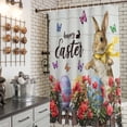 thumbnail image 3 of Shower Curtain, Farm Brown Bunny Easter Egg Waterproof Shower Curtain Set with Hooks for Bathroom Showers,Stalls and Bathtubs,36x72In Floral Butterfly Retro Plank, 3 of 9