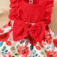 thumbnail image 6 of HWJAD Baby Girl Summer Clothes Outfits Sleeveless Lace Floral Romper Dress Newborn Jumpsuits Headband Set, 6 of 8