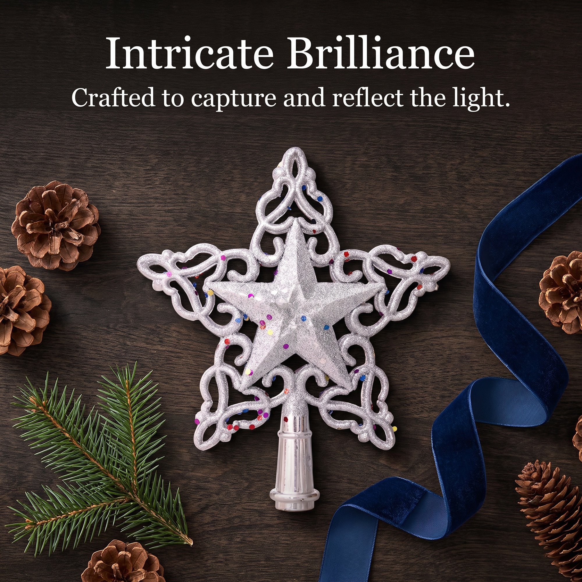 Unique Bargains Openwork Glittering Star Radiant Spring Mount Accent Silver Star 6.3"
