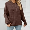thumbnail image 2 of Gmluru Womens Oversized Hoodies Long Sleeves Loose Solid Color Pocket Drawstring Fall Fashion 2025 Pullover Sweaters Brown XL, 2 of 7