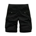thumbnail image 2 of SBYOJLPB Men's Pants Men's Casual Pure Color Outdoors Pocket Beach Work Trouser Cargo Shorts Pant Black M, 2 of 7
