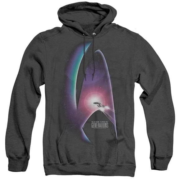 Star Trek Generations(Movie) Adult Heather Hoodie Sweatshirt Black