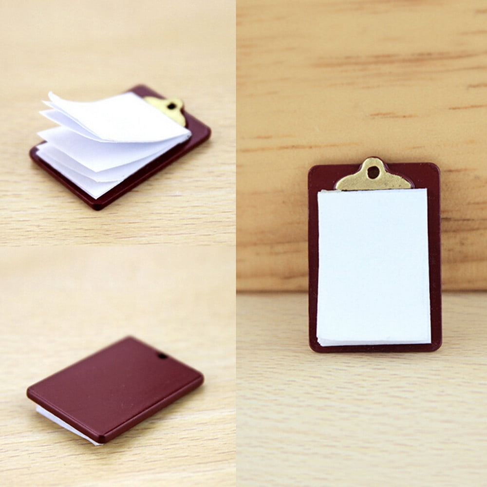 Alloy Clipboard 1:12 Miniature with Real Paper Attached School Office Dollhouse 
