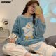 thumbnail image 3 of Conjunto de pijama de franela de pato para mujer, ropa de dormir de felpa con patrón kawaii, jersey de terciopelo a la moda, Invierno, 3 of 4