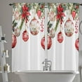thumbnail image 3 of Christmas Ball Kitchen Curtains 84 Inches Long, Winter Xmas Poinsettia Snowflake Rod Pocket Window Curtains Panels for Bedroom/Bathroom/Nursery, Light Filtering Treatment Curtains Drapes 52"x84", 3 of 5