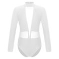 thumbnail image 3 of vastwit Kids Girls Figure Ice Skating Ballet Dance Leotard Rhinestones Mock Neck Bodysuit Long Sleeve White 8, 3 of 7