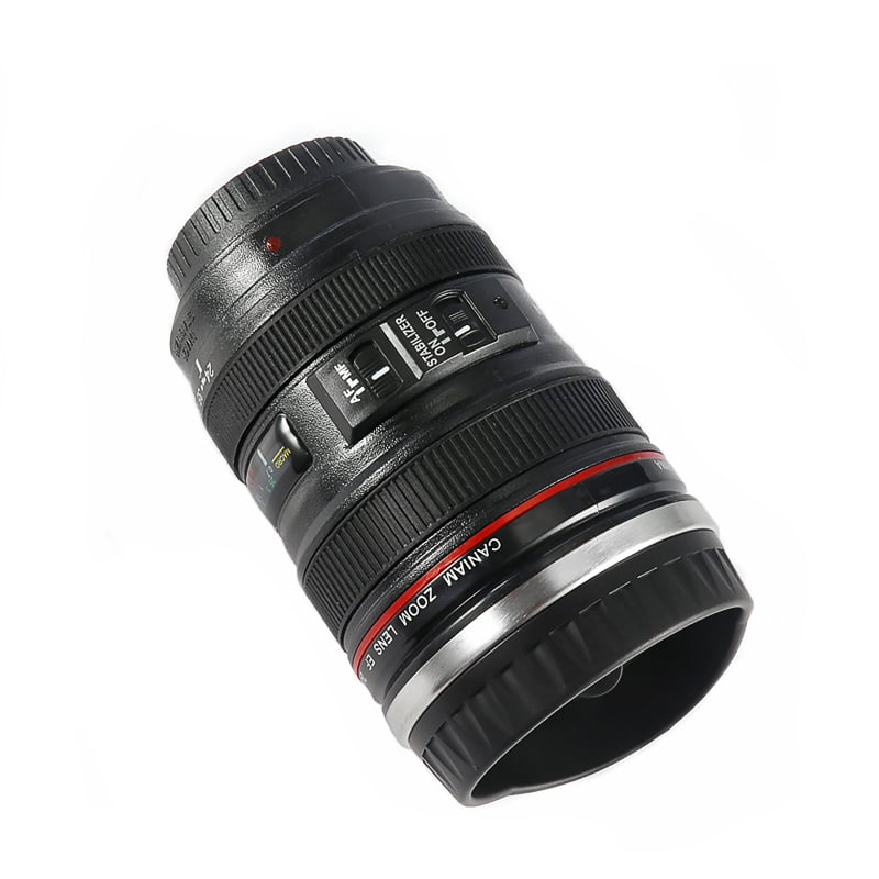 Details about    Stainless Steel Insulated Camera Lens Mugs for Coffee with black lid 