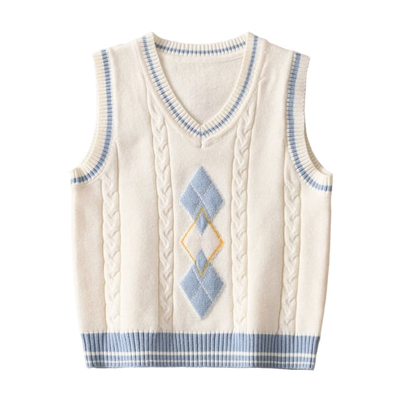 XUNKUSGA Boys Sweater Vest Classic V Neck Sleeveless School Uniform Sweater Vest Casual Cable Knit Sweaters for Children Fashion Ribbed Trim Dress Vests,2 Years