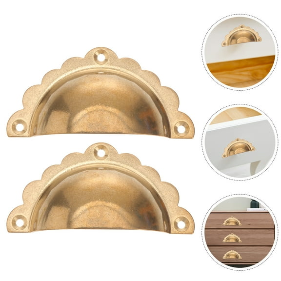 GOOHOCHY  2 Pcs Vintage Drawer Pulls Wardrobe Door Handles Cabinet Golden