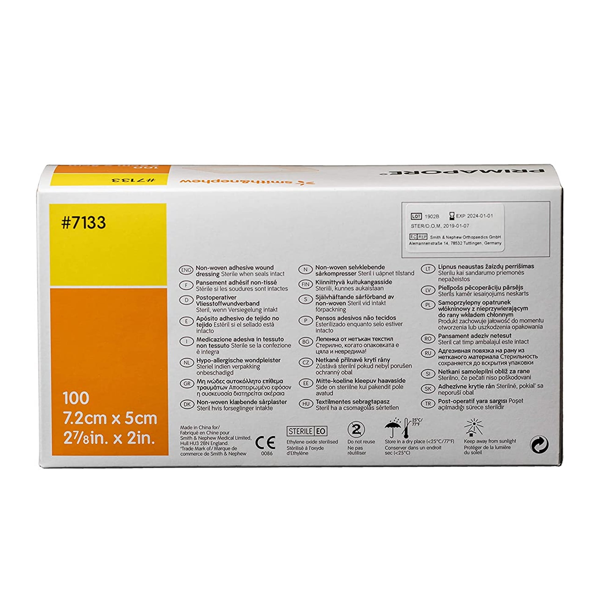 Smith & Nephew Primapore White Polyester Nonwoven Island Dressing Sterile 2 x 3" 100 per Box