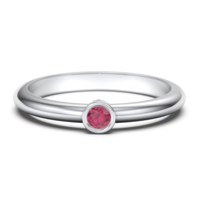Classic Bezel Set Birthstone Ring - Ruby (July)