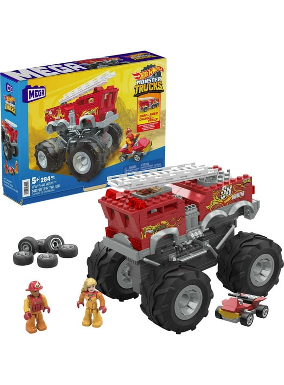 MEGA Hot Wheels 5-Alarm Fire Truck Monster Truck Building Set with 1 Figure (284 Pieces)