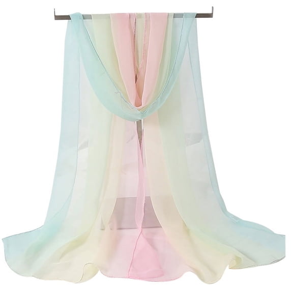 ERDOUY Elegant Personalized Scarf, Summer Sunscreen Scarf Thin Gradient Small Scarf Georgie Versatile Scarf Light and Thin Scarf (Pink Yellow Blue Gradient)