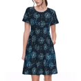 thumbnail image 1 of Bixox Robe d'Été à Manches Courtes pour Femmes Robe Ample Longueur Genou avec Poches-Pissenlits, 1 of 7