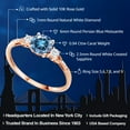 thumbnail image 2 of Gem Stone King 10K Rose Gold Persian Blue Moissanite White Created Sapphire and White Diamond Accent 3-Stone Engagement Ring for Women (0.94 Cttw, Round 6MM, Gemstone Birthstone, Size 7.5), 2 of 6