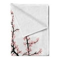 thumbnail image 2 of Floral Soft Flannel Fleece Blanket, Cherry Branch with Pink Blossom Traditional Style Illustration Asia Culture Themed, Cozy Plush for Indoor and Outdoor Use, 50" x 60", Pink Black, by Ambesonne, 2 of 5
