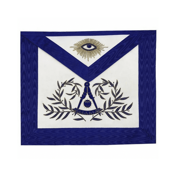 Past Master Blue Lodge Apron – Blue Velvet with Bullion Blue & Gold Hand Embroidery, Masonic Regalia with Adjustable Belt