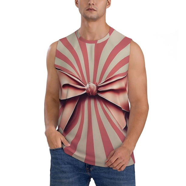Fotbe Retro Bow Men's Camiseta sin Mangas Estampada para Hombres, Playera Casual para Gimnasio, Entrenamiento, Playa-3X-Large