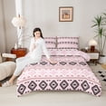 thumbnail image 4 of Feelyou Vintage Aztec Adult Full Size Comforter Sets, Fashion Pink Triangle Bedding Comforter Set, Mandala Southwestern Theme Reversible Bedding Sets, Microfiber Bedroom Decor, 3pcs, 4 of 8