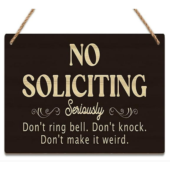 No Soliciting Wood Sign Decor Don't Ring Bell Don't Knock Don't Make It Weird Funny Rustic Wood Front Door Sign Vintage Wall Hanging Plaque Porch Yard Home Farmhouse Decor 5x10 Inch