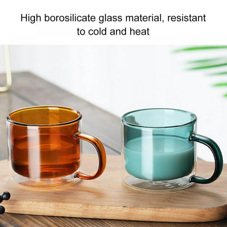 Double Wall Glass Coffee mugs 1 Pack 9.1oz/270ml Insulated Glass Coffee  Mugs Cups with Handle,Coffee Cups,Cappuccino Cups,Tea Cups,Latte  Cups,Beverage