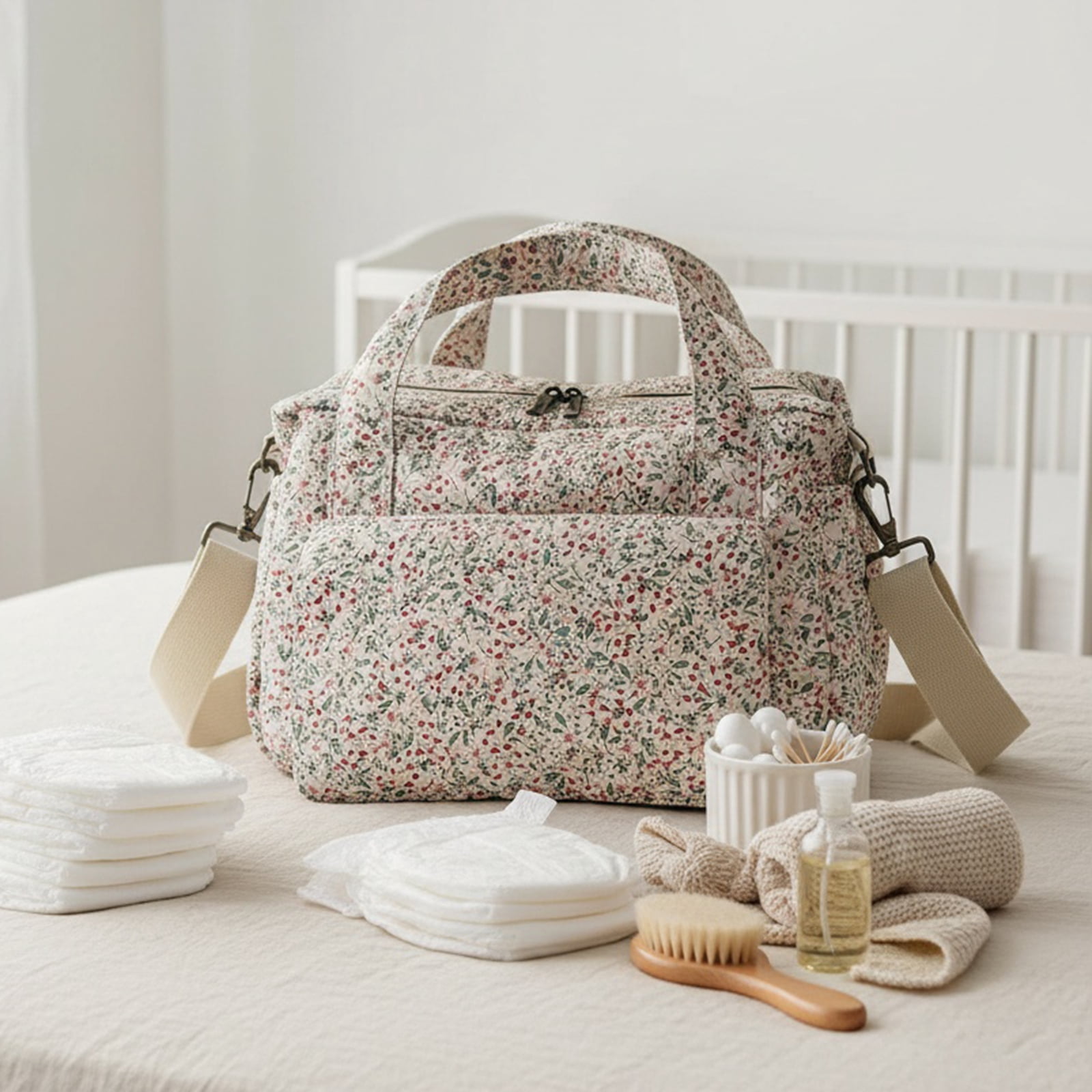Cute Bear Embroidered Baby Diaper Bag, Large Capacity Multifunction Travel Organizer, Portable Nappy Tote Baby Shower Gift for New Mom (style5)