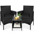 thumbnail image 3 of Best Choice Products 3-Piece Outdoor Wicker Conversation Patio Bistro Set, w/ 2 Chairs, Table - Black/Black, 3 of 9