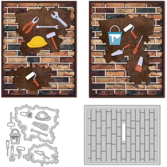 Tool Wall Cutting Dies Brick Wall Dies Cut Metal Die Cuts Embossing Stencils Template Dies for Card Making Decoration DIY Scrapbooking Photo Album Arts Paper Crafts Greeting Card Supplies