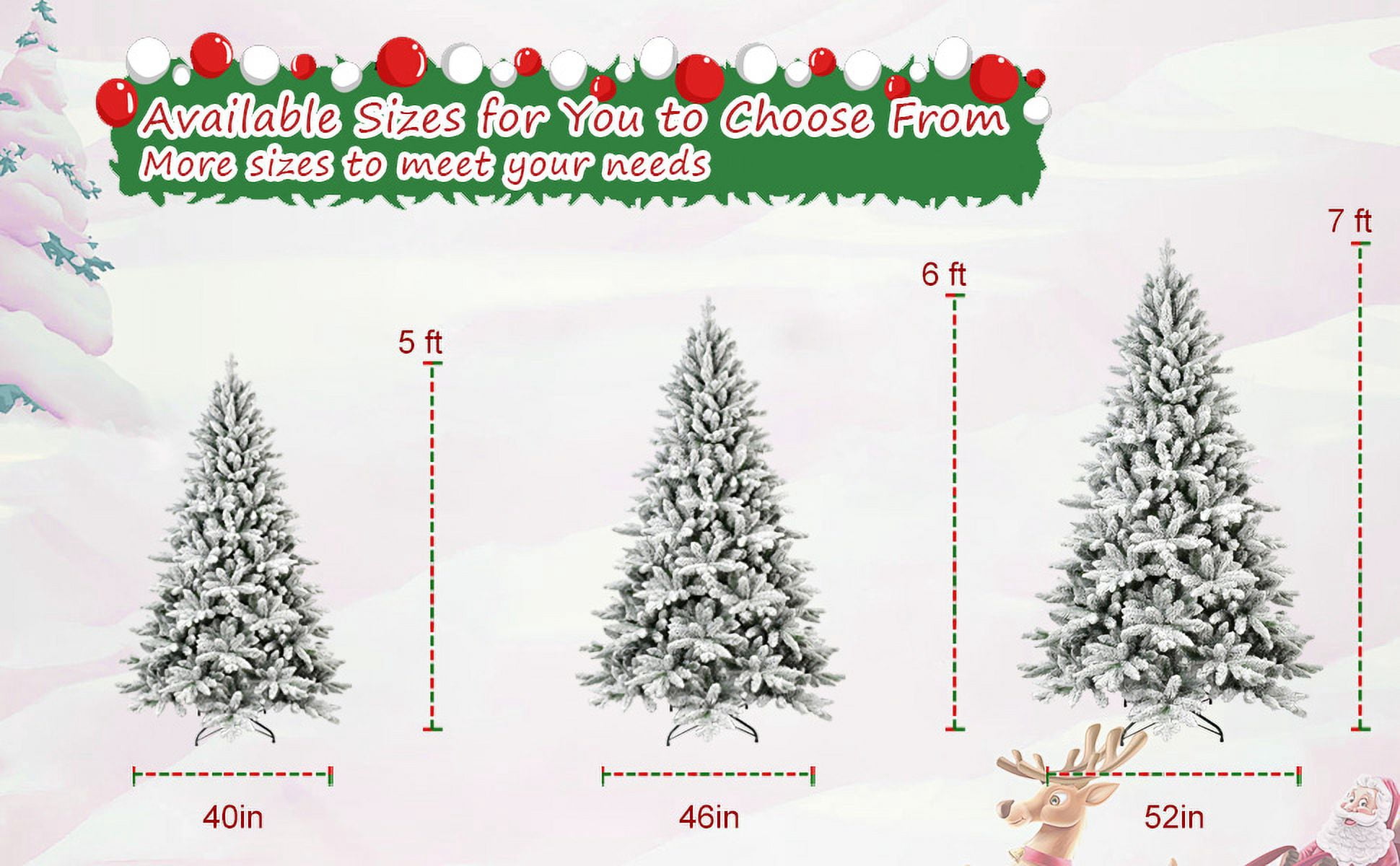 6 Ft Flocked Christmas Tree with 1100 Tips, Realistic PE+PVC Snowy Hinged Tree with Metal Stand, Full Artificial Xmas Tree for Holiday Decoration