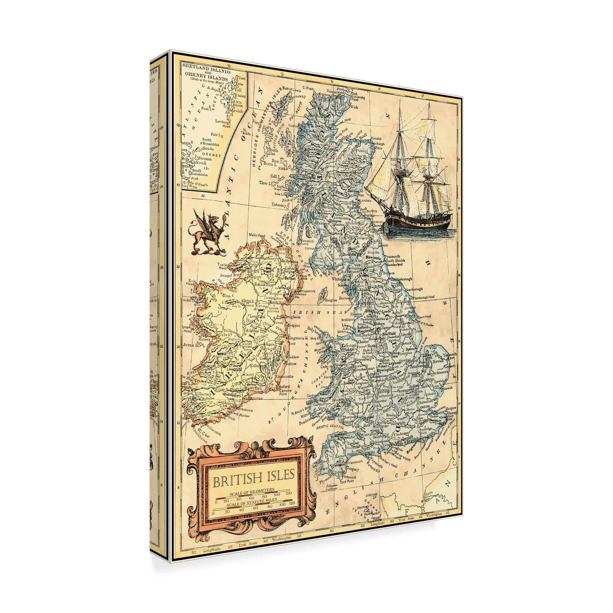 Trademark Fine Art 'British Isles Map' Canvas Art by Vision Studio
