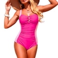 thumbnail image 5 of Leey-World Womens Textured One Piece Swimsuit Tummy Control Bathing Suit with Bow Tie Knot Cutout Ruching Swimwear Tummy Control Swimsuits for Women(Hot Pink,XL), 5 of 7