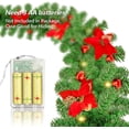 thumbnail image 6 of 9FT Pre-lit Artificial Christmas Garland, Green Rattan with Red Flower Decorations Battery Operated LED Lights for Home Stairs Fireplace Front Porch Door Display Indoor Outdoor Christmas Decor, 6 of 6