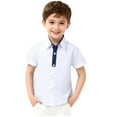 thumbnail image 2 of Boys Button Down Shirt Short Sleeve with Pre-Tied Tie | 100% Cotton Boys Dress Shirt | Formal Casual Church & School Shirt for Kids,Size 13-14 T, 2 of 7