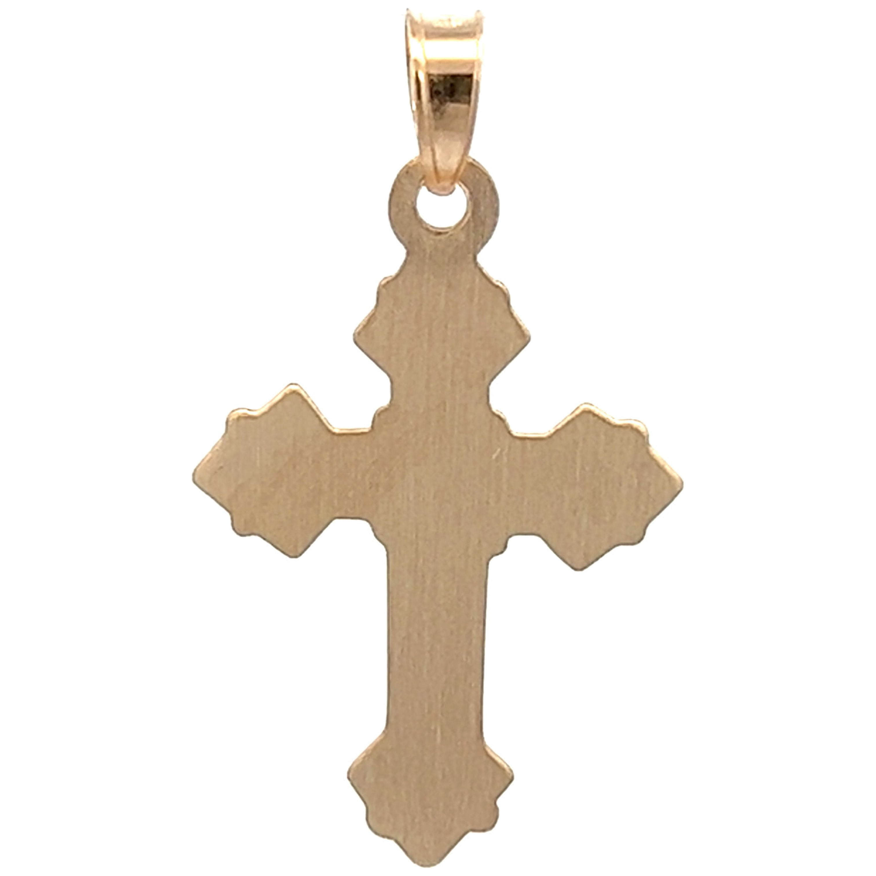 Brilliance Fine Jewelry 14 KT Two Tone Gold Scalloped Unisex Crucifix Religious Pendant