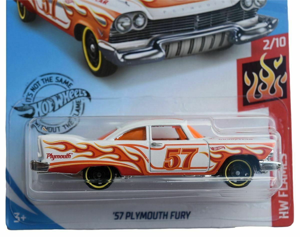Hot Wheels '57 Plymouth Fury (White with Orange Flames) HW