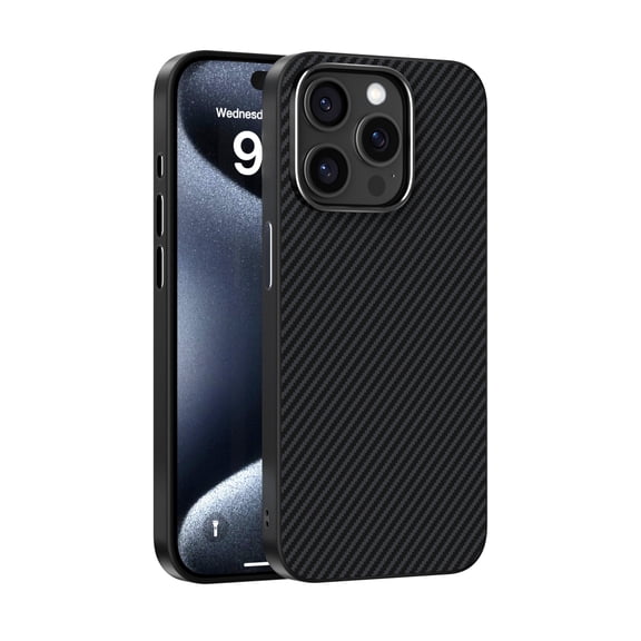 ELEHOLD Magnetic Case for iPhone 13 Pro Max, Carbon Fiber Texture Shockproof Phone Case, Wireless Charging Compatible,Black