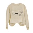 thumbnail image 4 of Sudadera Penkiiy Valentine para mujer: lindas camisetas del día de San Valentín Love Heart Graphic Print Suéter de manga larga L Khaki, 4 of 5