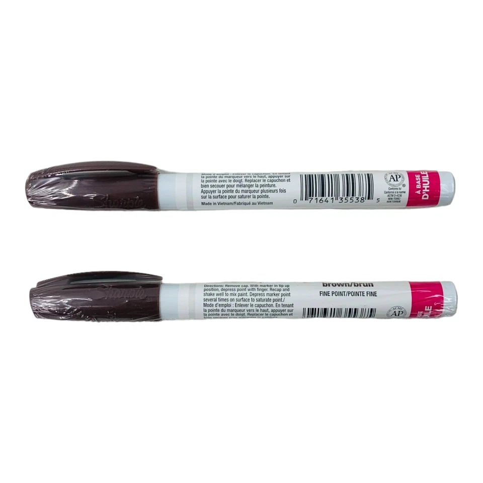 CIRCLE- 2 Markers Sharpie Paint Marker Fine Point Permanent Oil Based Brown