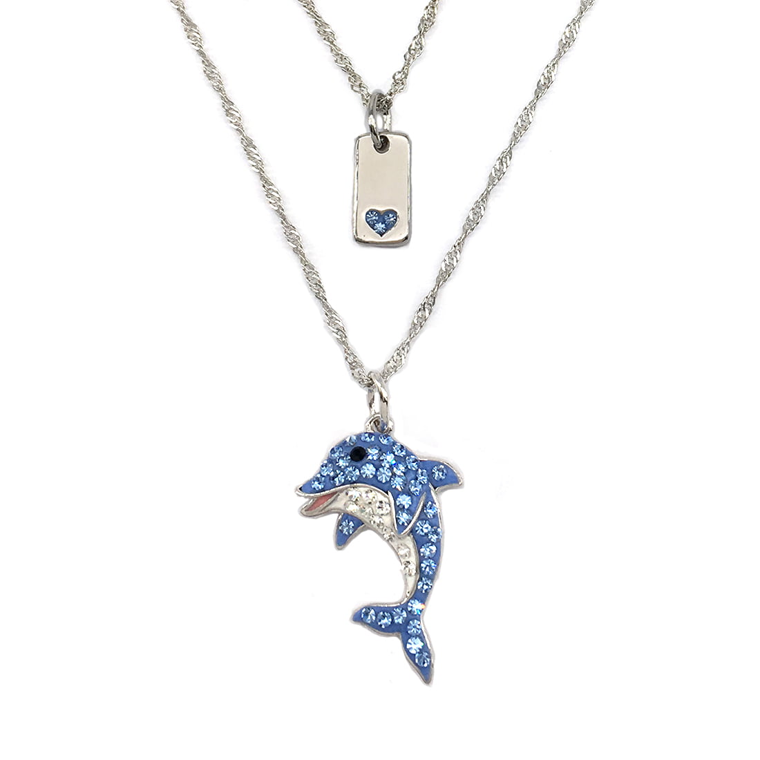 Double Dolphin Necklace Fashion Silver Jewelry Plated Exquisite Silver 