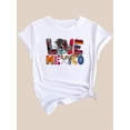 thumbnail image 2 of Camiseta De Mujer De Verano Ligera Básica Para Mochilero, Camping, CaminarLove Mexico Graphic Short Sleeve Sports T-shirt, Round Neck Casual T-shirt Top, Women's ActivewearFather's Day, Mother's Day, 2 of 8