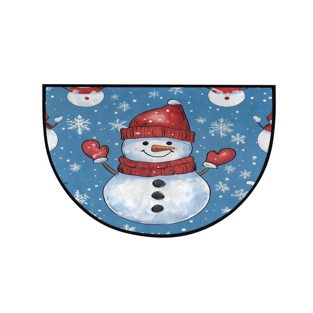 Colorful Christmas Semi-Circle Doormat, Non-Slip, Absorbent, For Entryway & Bathroom, Durable & Easy Clean