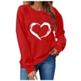 thumbnail image 1 of TIMIFIS Chandails Rouges de la Saint-Valentin pour Femmes, Col Rond, Manches Longues, Coupe Ample, Chandails à Enfiler, Hauts Décontractés, Tenues de Printemps et d'Automne, Chandail à Cœur, Chemises - Printemps/été, 1 of 4