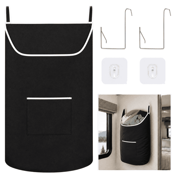 XL Hanging Laundry Hamper Bag, Black Door Hanging Hamper with Large Openging Hanging Laundry Hamper Storage Bag Large Size 36X22 inch (Black)